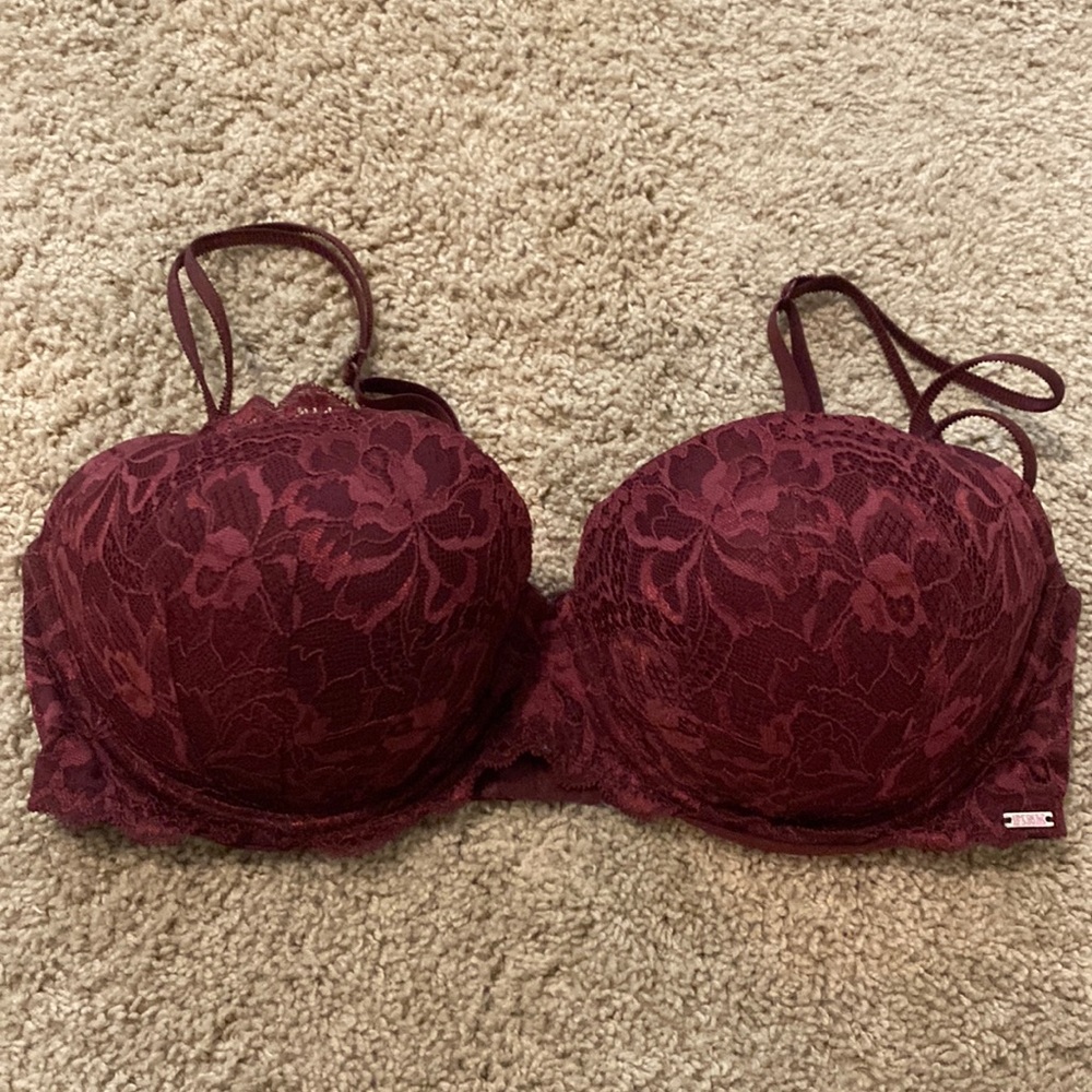 VS Pink burgundy push up bra